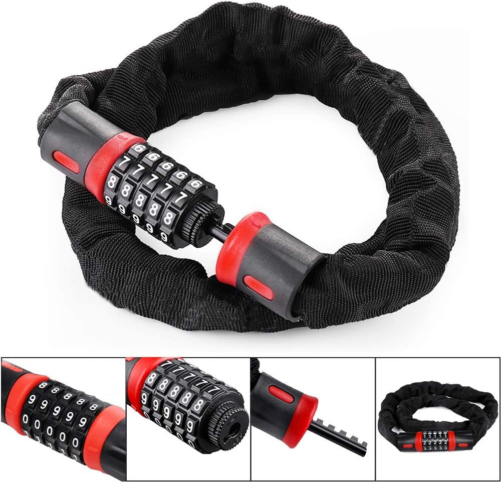 Heavy-Duty 5-Digit Combination Chain Lock for Scooters Bikes